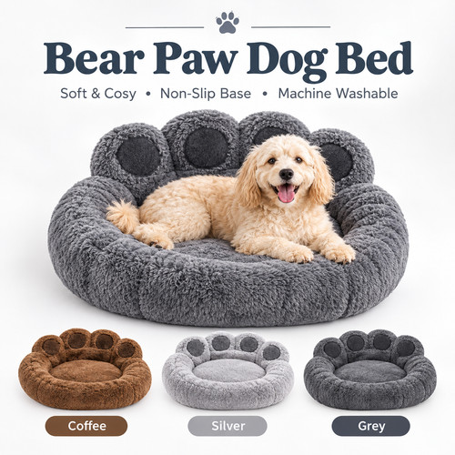 Bear paw dog bed - bear,