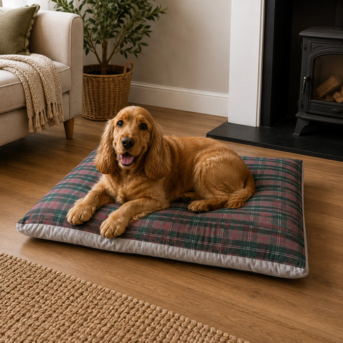 Premium tartan dog pet bed - tartan,