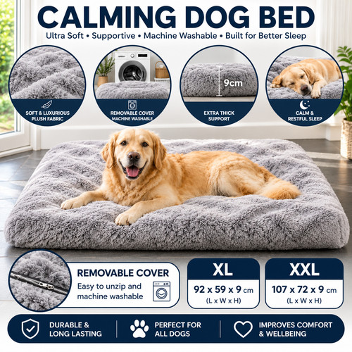 Large calming dog - bed, plush