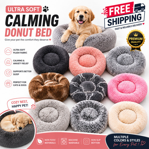 Calming donut dog bed fluffy - calming,