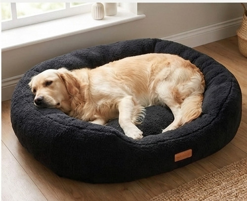 Black fleece oval dog - black,